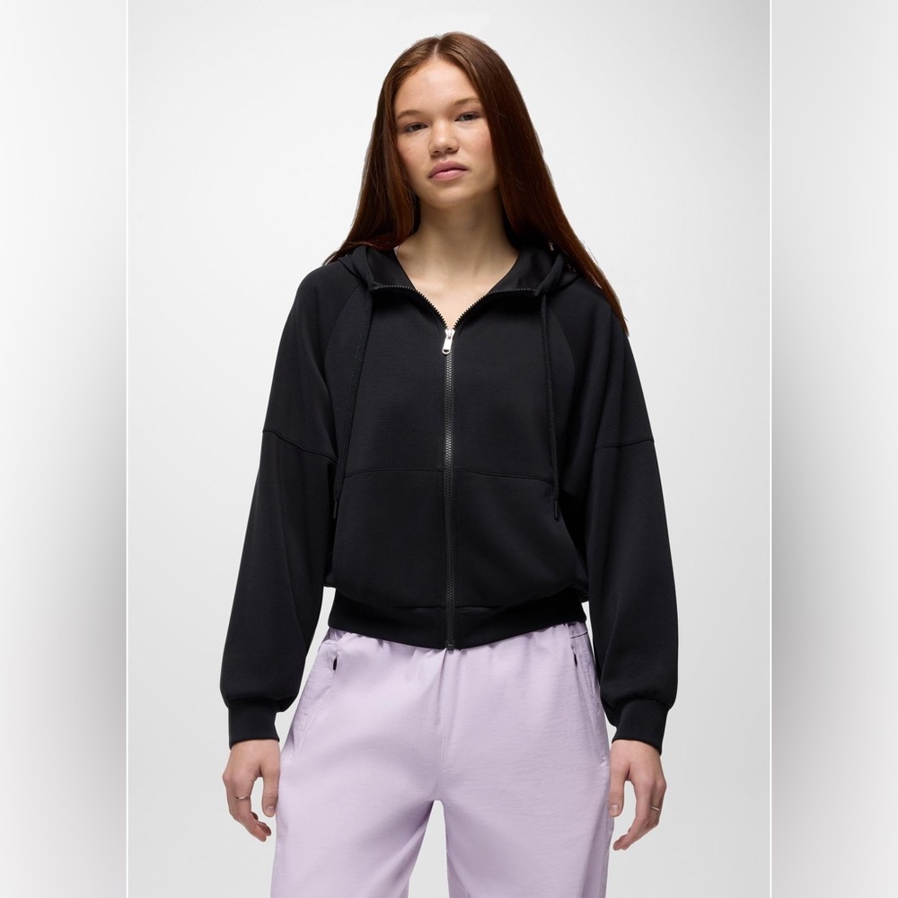 Prana Black Hooded Zip-Up Jacket